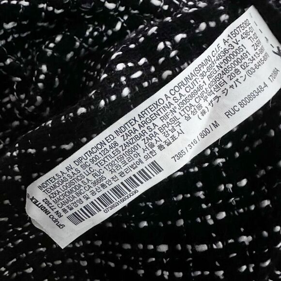 ZARA | TRF Collection Black White Tweed Shift Dress Gold Buttons Mini | Medium - Picture 16 of 16